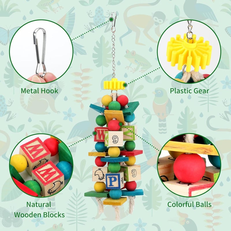 Rypet Wood Bird Chewing Toy for Cage, Wooden Birds Cage Toys for Helping Trim Beak, Parrot Toys for African Grey Parrots Cockatoos Amazon Parrot and Other Small to Medium Parrots - Image 5